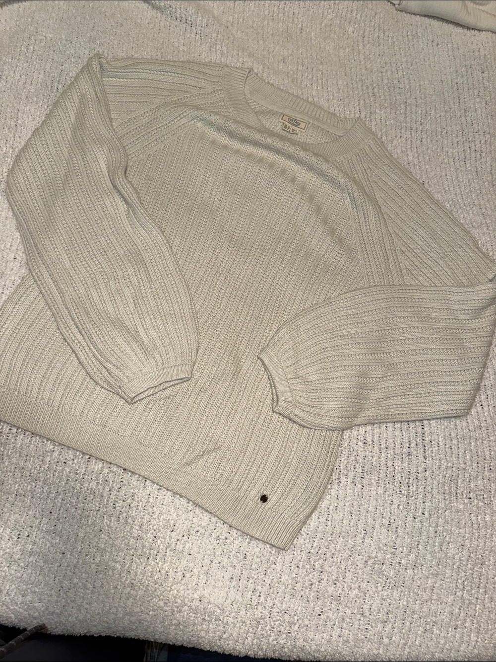 Fatface Crewneck Cream Ribbed Sweater - Women